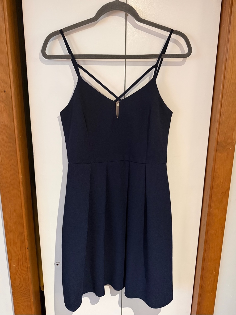 Fab’rik Navy Fit & Flare Strappy Back Zip Front Mini Cocktail Dress - Size M